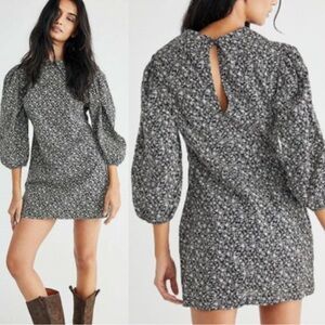 Free People Making Plans Mini Dress NWT Puff Sleeves, Peter Pan Collar, Floral